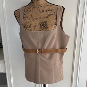 Zara Women's Tan Sleeveless Top with Belt